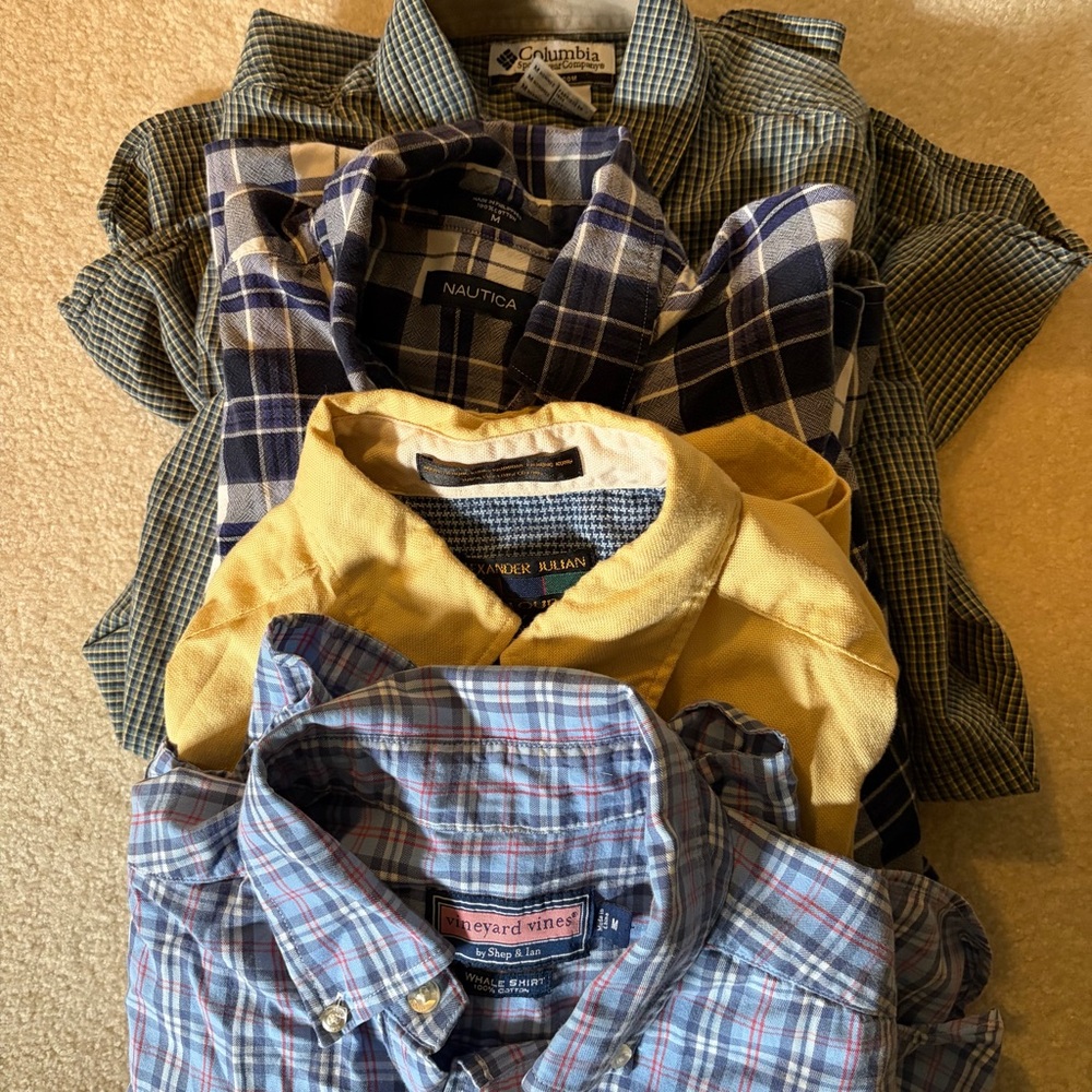 Assorted Men’s Button-Down Shirts - Vineyard Vines, Nautica, Columbia Size M